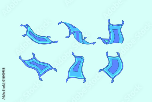 Magic flying carpet design vector flat illustration