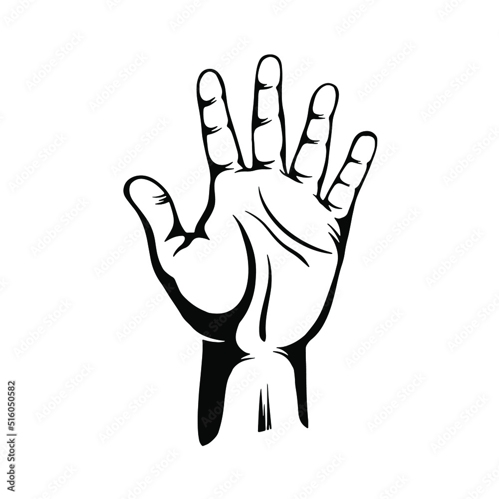 Hand showing five fingers, high five sign. Communication gestures concept. Counting fingers.  number five. hand open palm showing number five