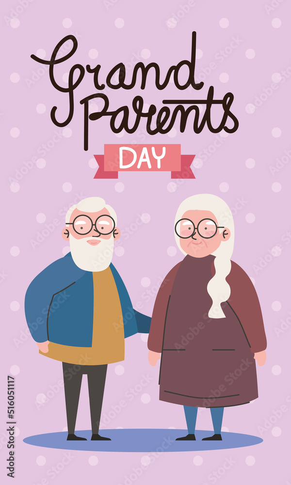 grandparents day lettering postcard with coouple grandparents day lettering postcard with coouple