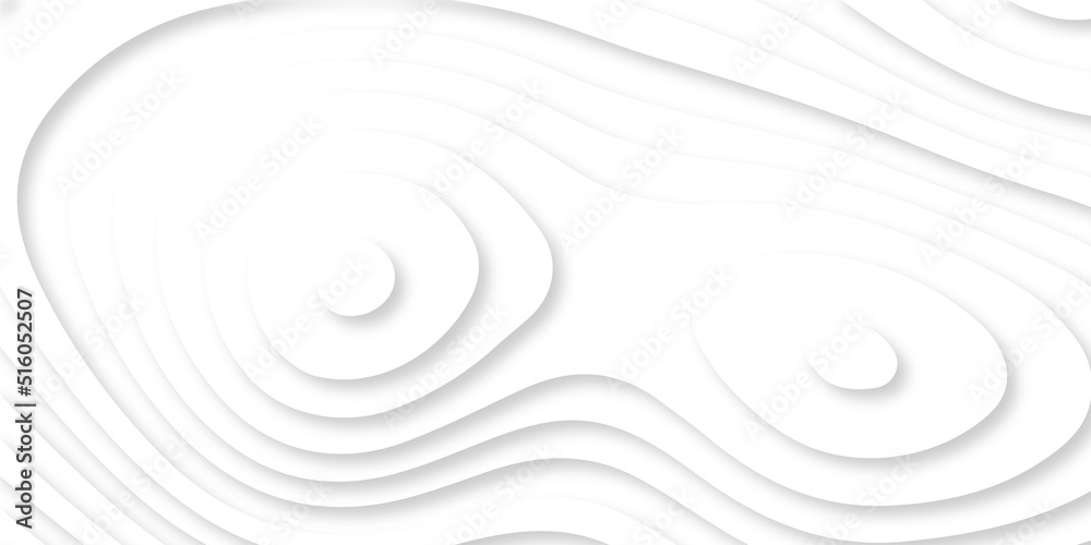 White paper cut white background. Abstract realistic papercut decoration textured with wavy layers and shadow. Topographic contour map abstract tech motion graphic design. White paper cut white background. Abstract realistic papercut decoration textured with wavy layers and shadow. Topographic contour map abstract tech motion graphic design.