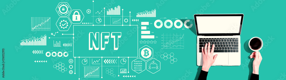 NFT theme with person using a laptop NFT theme with person using a laptop
