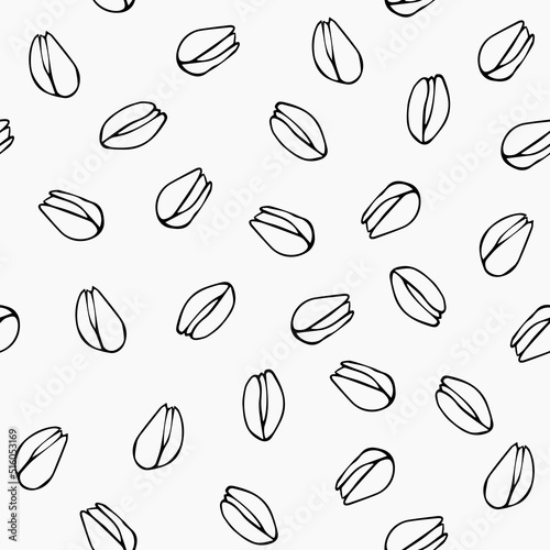 Wallpaper Mural Pistachios black and white seamless pattern.