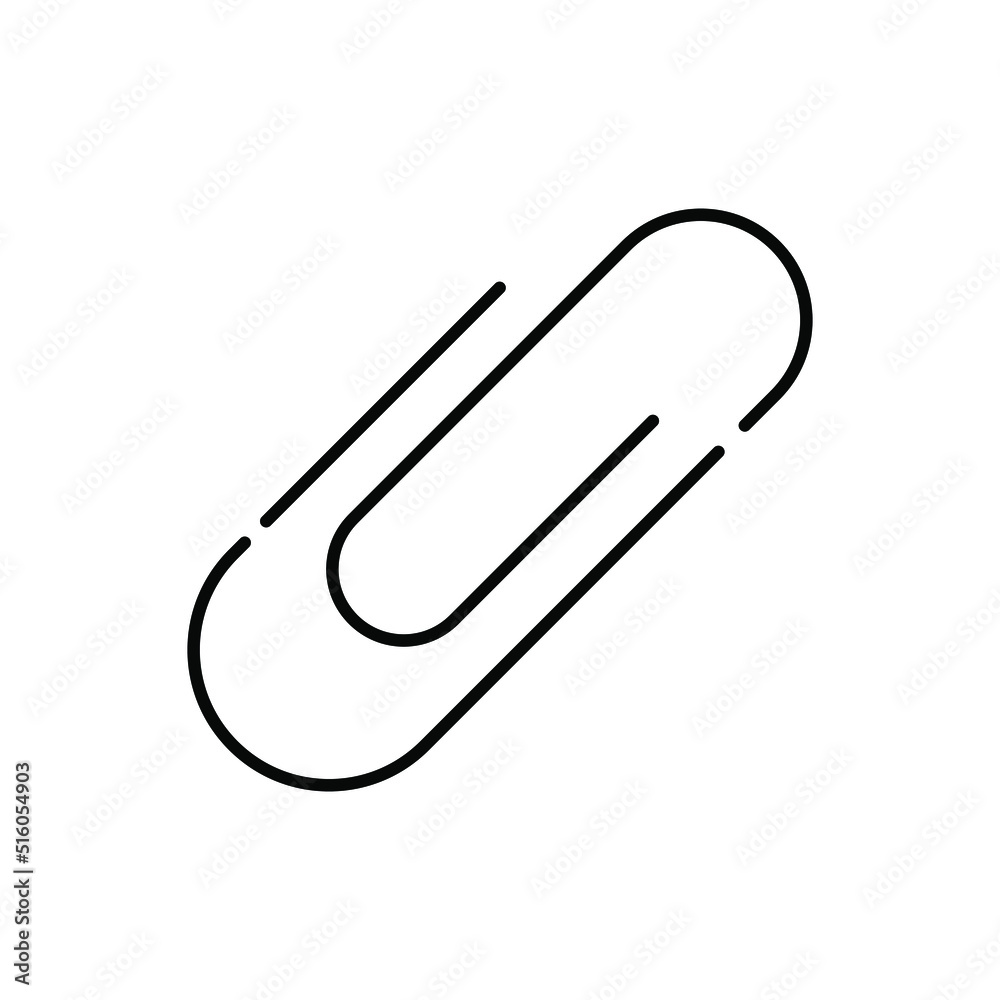 Paper clip black isolated icon on white background. Attachment silhouette. Flat design. Paper clip black isolated icon on white background. Attachment silhouette. Flat design.
