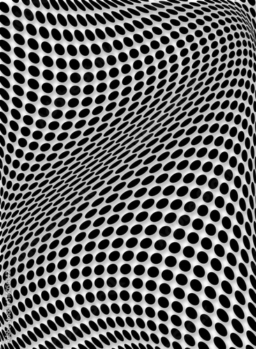 Black and white wave with dots pattern - stock illustration