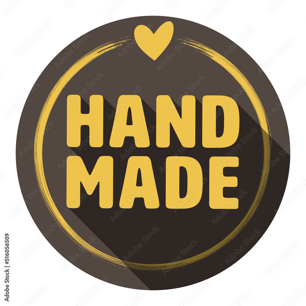 Fotografie round HANDMADE label or sign with heart, vector illustration