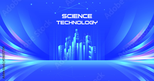 Bright smart city with colorful background