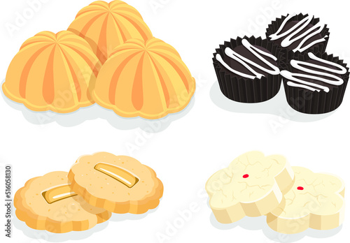 CNY, Raya, Deepavali cookies. Bahulu, Biskut Coklat, Biskut Mangola, Kuih Bangkit