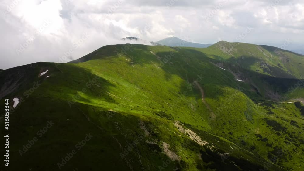 aerial view mountain alpine meadow tourism trekking aerial view mountain alpine meadow tourism trekking