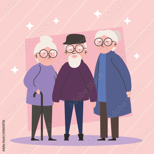 grandparents group with eyeglasses
