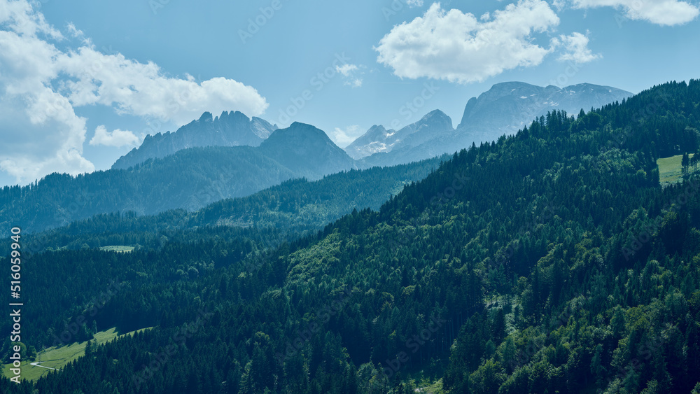 View of the rocky mountain from Hohenwerfen Castle, Austria