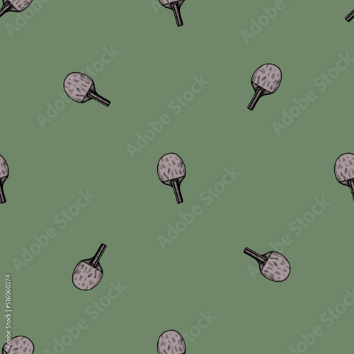 Ping pong racket sketch seamless pattern. Vintage sport elements for table tennis hand drawn style.