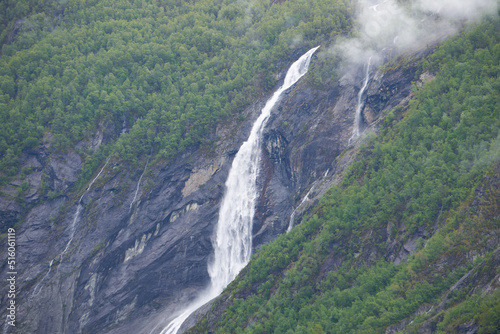 waterfall in the Geiranger Fjord, norway june 2022