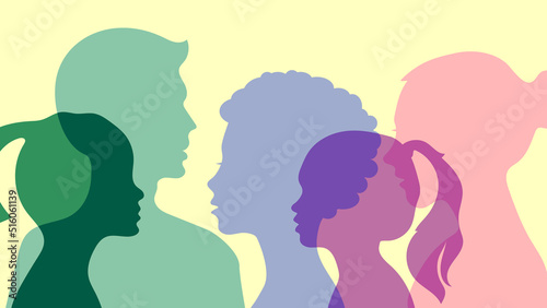 Parents and children. Drawing of a human silhouette. Family, adolescent psychology, family relations between relatives.