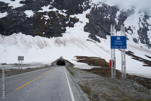 tunnel entrance on a snowy mountain in norway