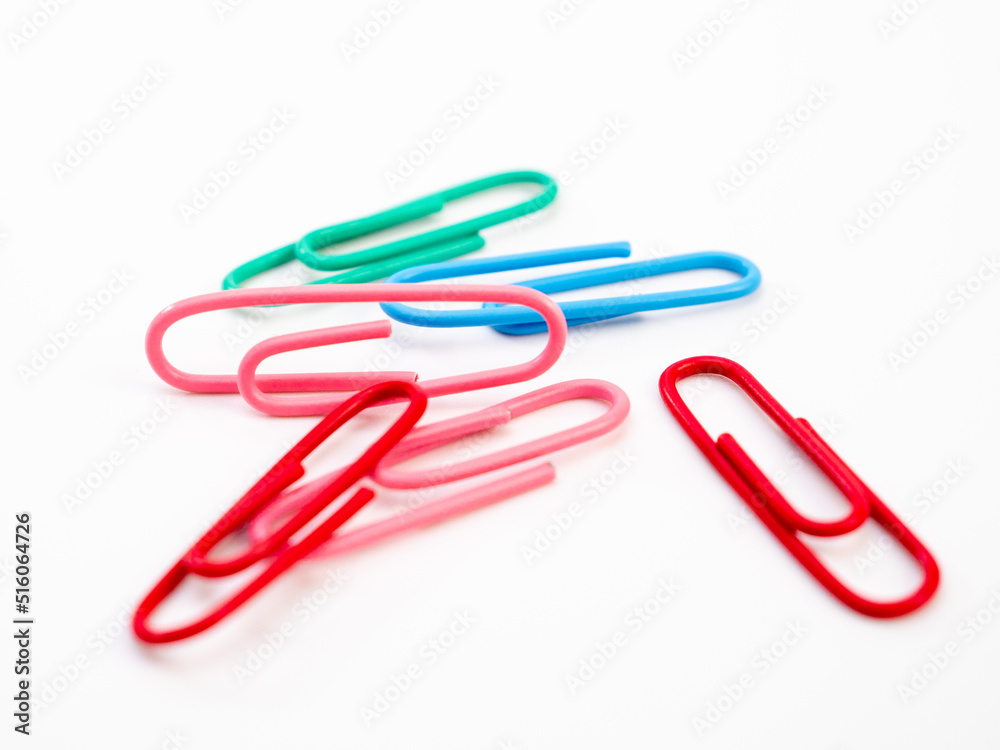 Set of colored paper clips. Set of colored paper clips.