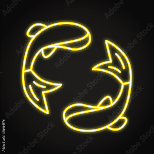 Koi fish neon icon in line style