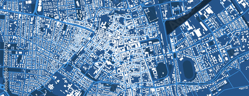 Detailed blue vector map poster of Ravenna city, linear print map. Skyline urban panorama. photo