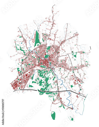 Vicenza map. Detailed map of Vicenza city administrative area. Cityscape urban panorama.