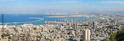 Panorama of the city and port of Haifa.