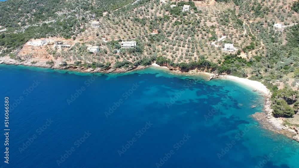 Aerial view over Megali Ammos or large sand beach in western Alonissos island, Greece Aerial view over Megali Ammos or large sand beach in western Alonissos island, Greece