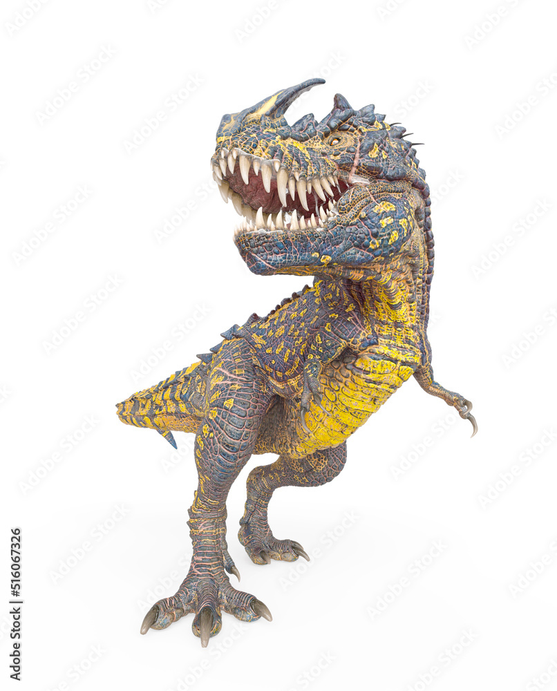 Fototapeta premium dinosaur monster is standing up and also looking back on white background
