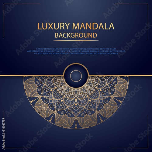 Luxury mandala background design in gold color vector
