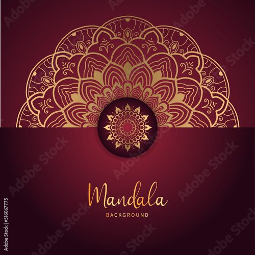 Luxury mandala background design in gold color vector