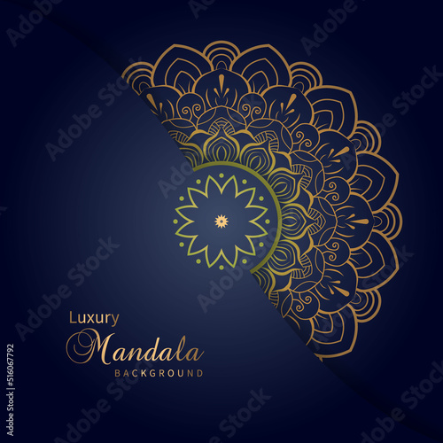 Luxury mandala background design in gold color vector