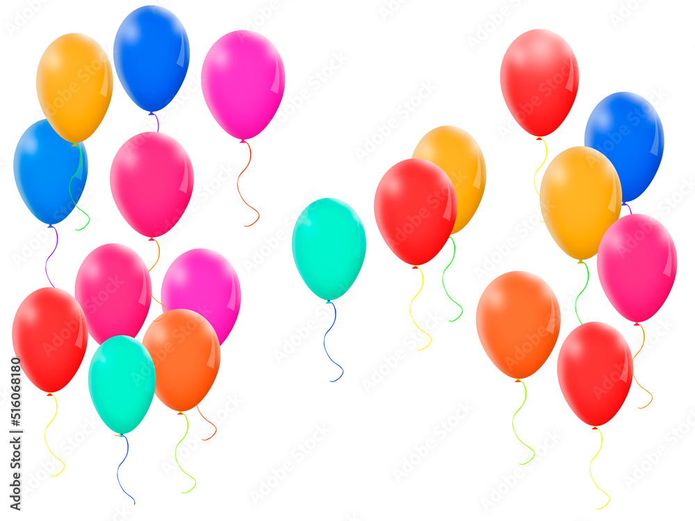 Multicolored seamless balloons isolated on white background.