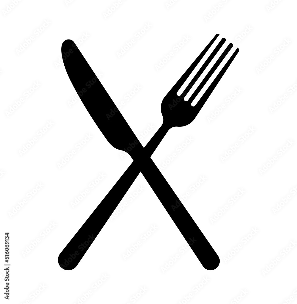 Knife and fork dishware isolated on white background icon set. Simple black shadow shape silhouette. Kitchen eating equipment logo concept. Flat style vector illustration. Knife and fork dishware isolated on white background icon set. Simple black shadow shape silhouette. Kitchen eating equipment logo concept. Flat style vector illustration.