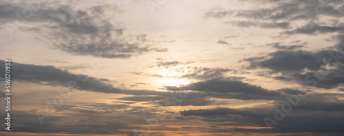 skyscape with clouds down to horizon line