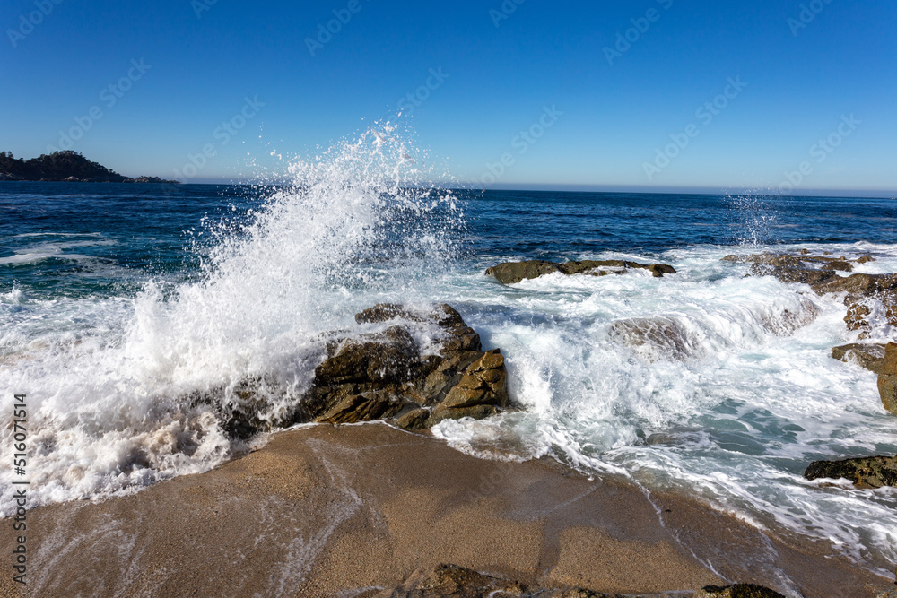 A view on the ocean with the rocks and waves A view on the ocean with the rocks and waves
