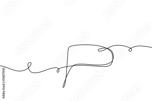 Speech bubble continuous line drawing. Black isolated linear template. Comic Doodle concept design art. Outline simple border for social media, web sites, dialog chat. Vector illustration.