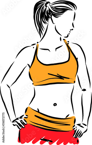 fitness woman pretty lady posing stand up vector illustration