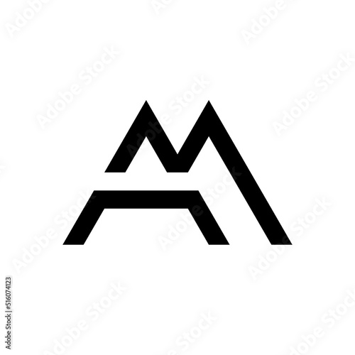 Letter AM MA minimal logo design