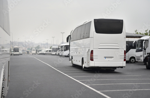 luxury intercity bus is departure from bus station