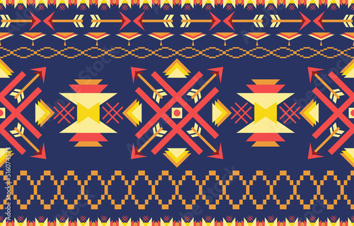 Navajo native american fabric seamless pattern,geometric tribal ethnic traditional background, design elements, design for carpet,wallpaper,clothing,rug,interior,embroidery vector illustration.