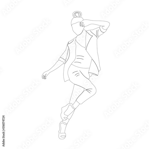 woman dancing sketch  outline on white background