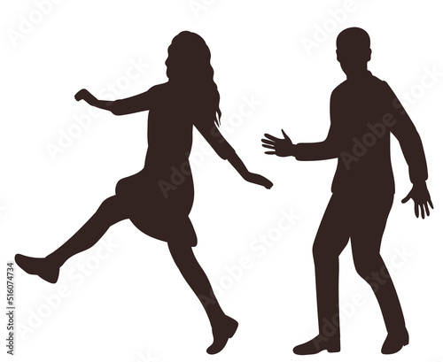 walking people silhouette, isolated, vector
