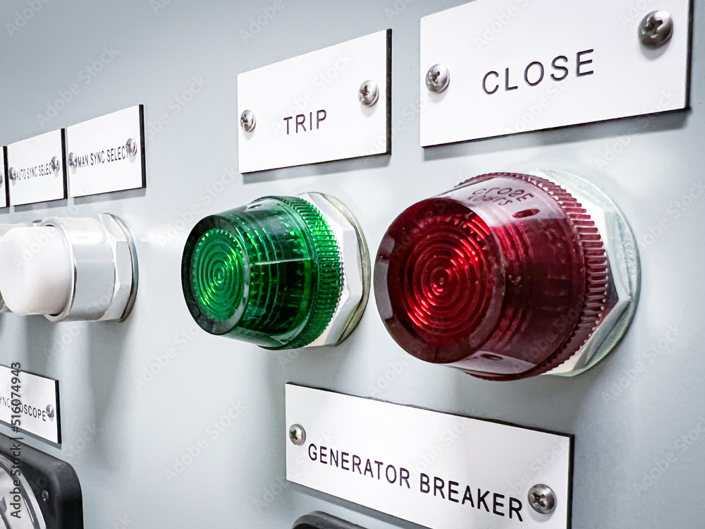 Lamparas indicadoras en la industria eléctrica luces led Stock Photo