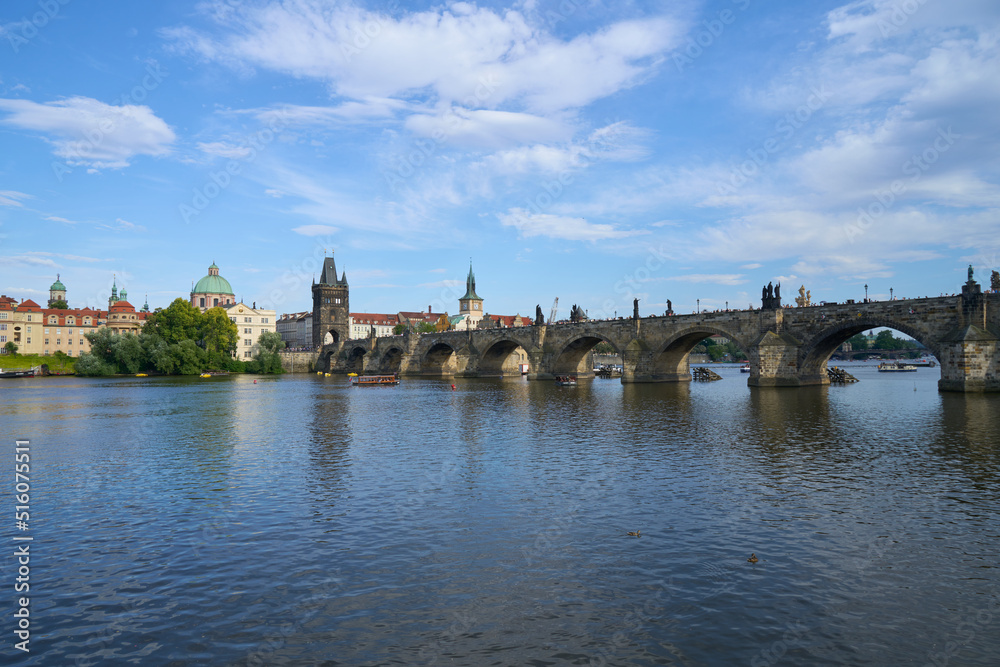 Charles Bridge  and Vltava river in Prague