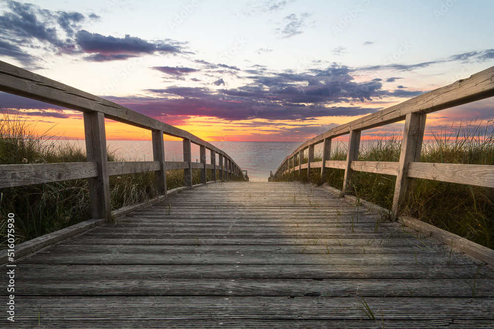 The way over the dunes to the Baltic Sea beach