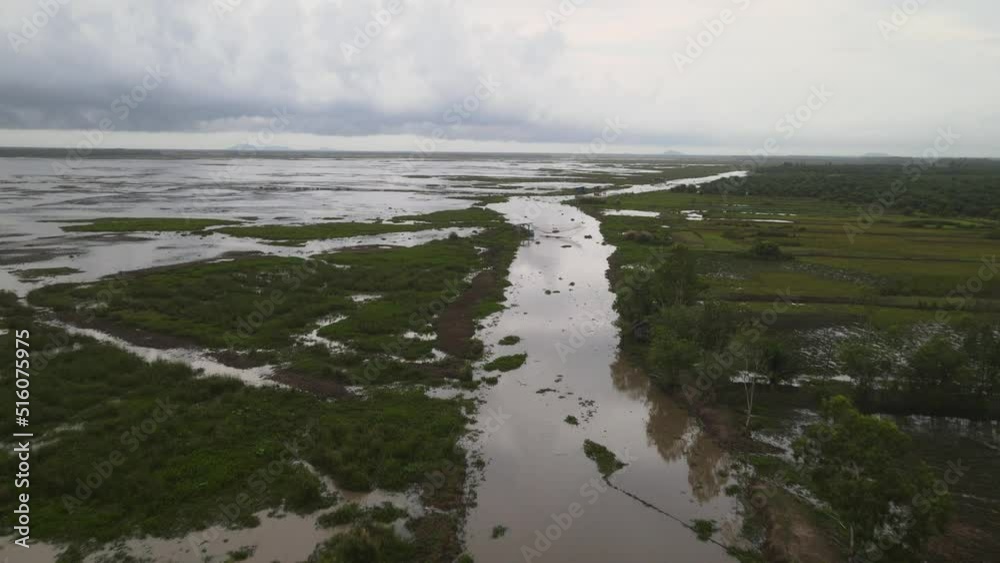 The aerial views of Thale Noi Lake in Thailand The aerial views of Thale Noi Lake in Thailand