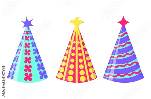 Party hat set isolated on a white. Vector illustration