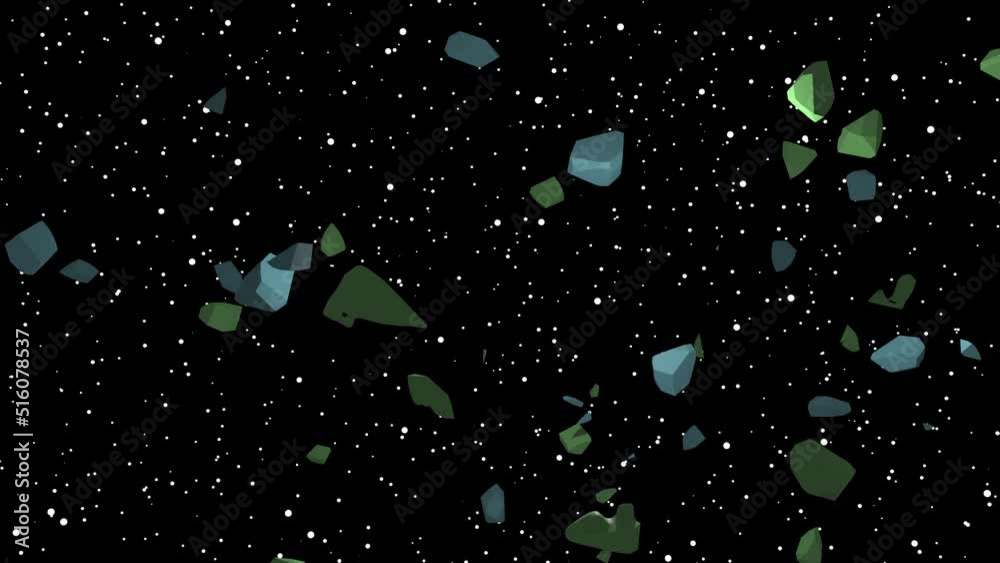3D animation of a cartoon earth exploding into pieces. 
