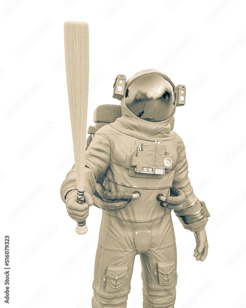 astronaut is ready to play baseball