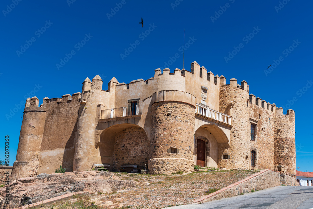 Castillo de Valencia del Ventoso, built on the ruins of a fortress of the Knights Templar in the Middle Ages.