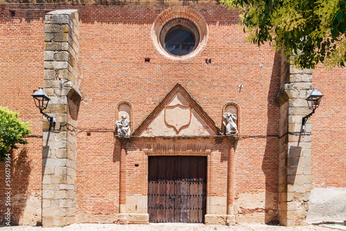 Entrance door to the church of Our Lady of the Assumption of Galisteo  Caceres.