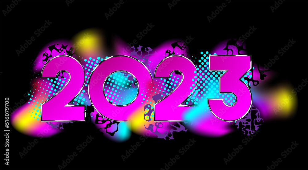 Abstract gradient halftone 2023 number design. 2023 Happy New Year
