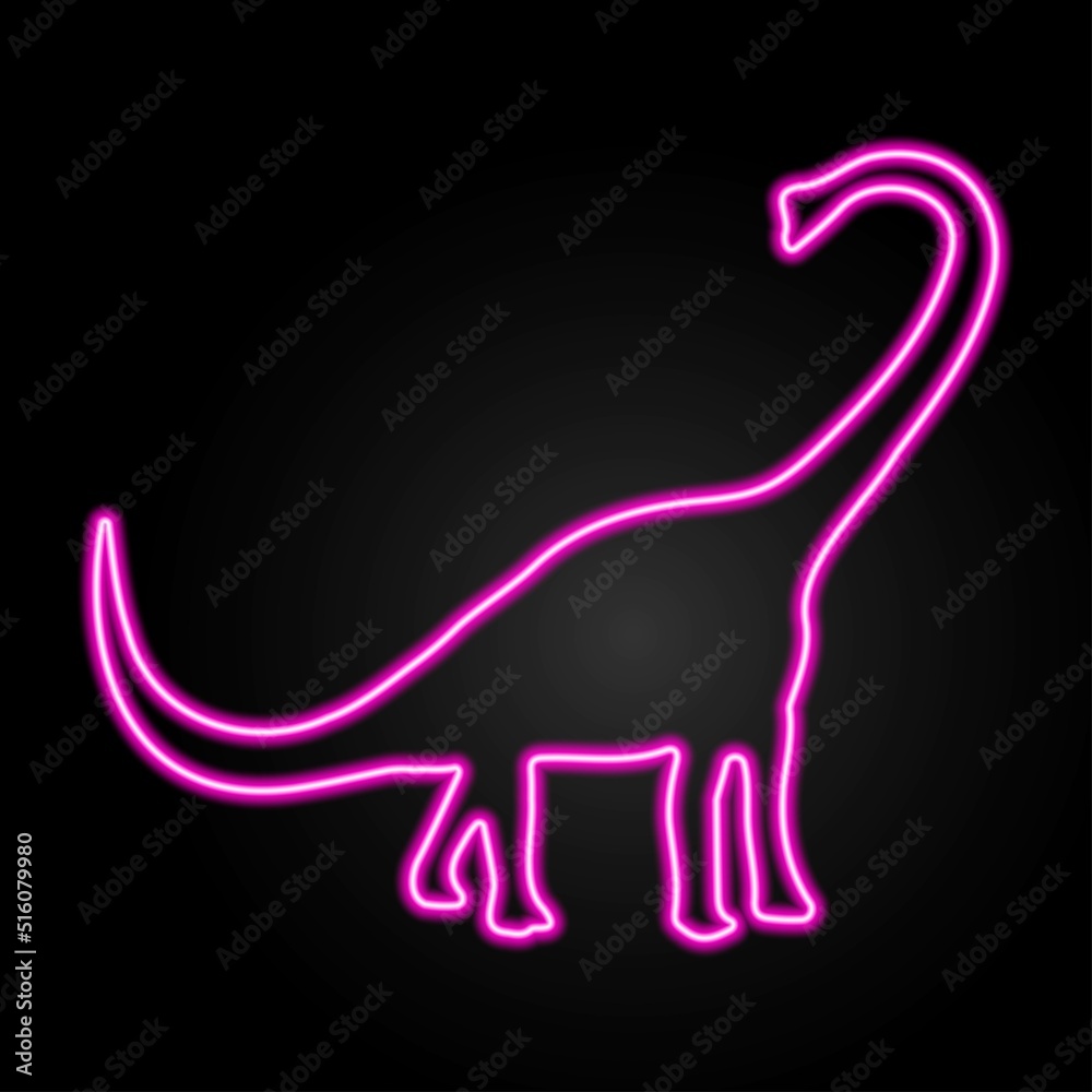 diplodocus neon sign, modern glowing banner design, colorful modern design trends on black background. Vector illustration.